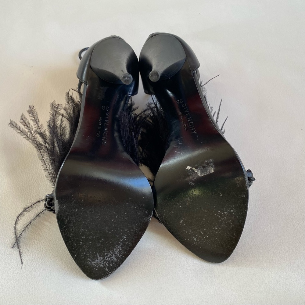 GIVENCHY Runaway Black Feathers Ankle Straps Heel sandals SZ 6/36 - Picture 12 of 13